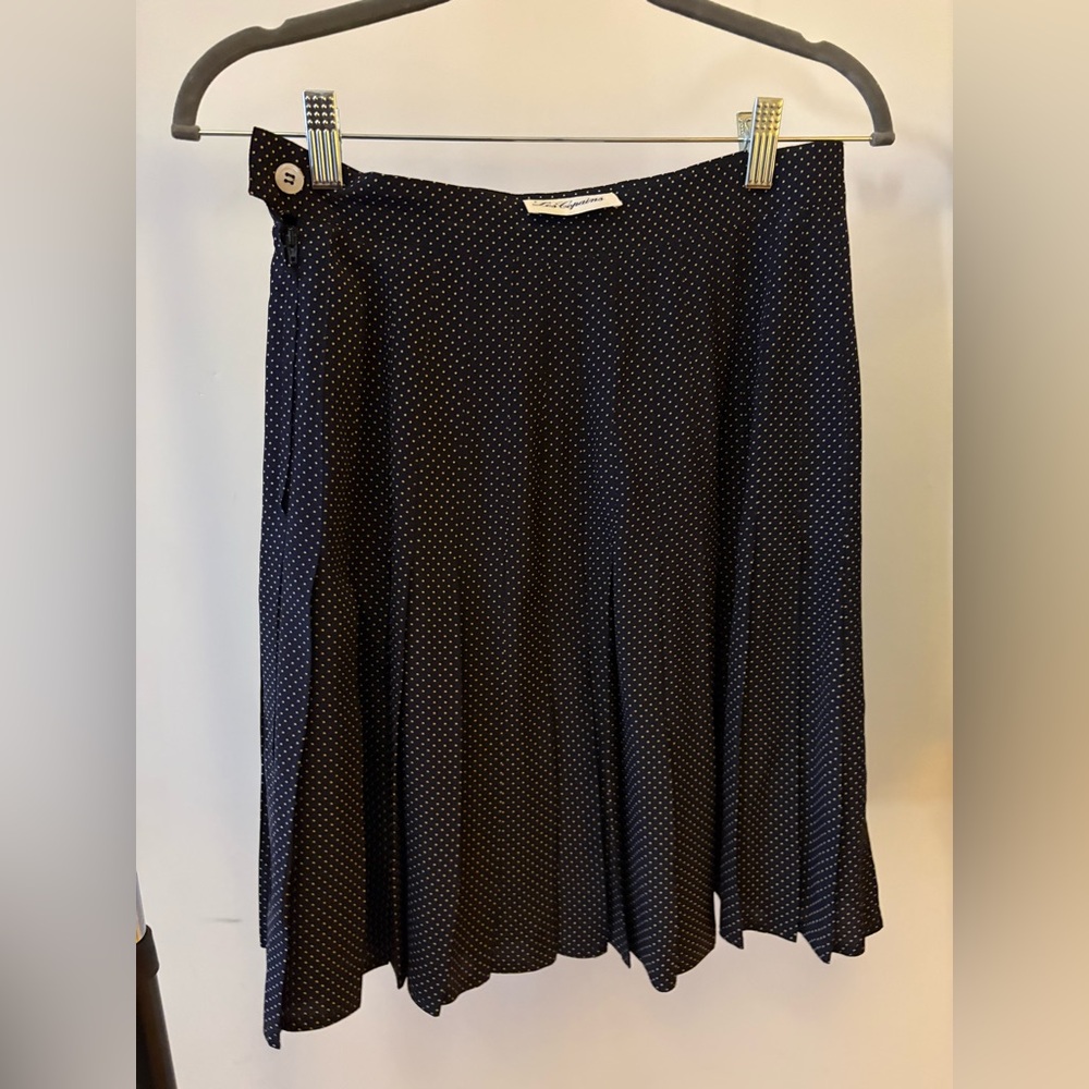 Les Copains Navy A-Line Skirt with White Dots